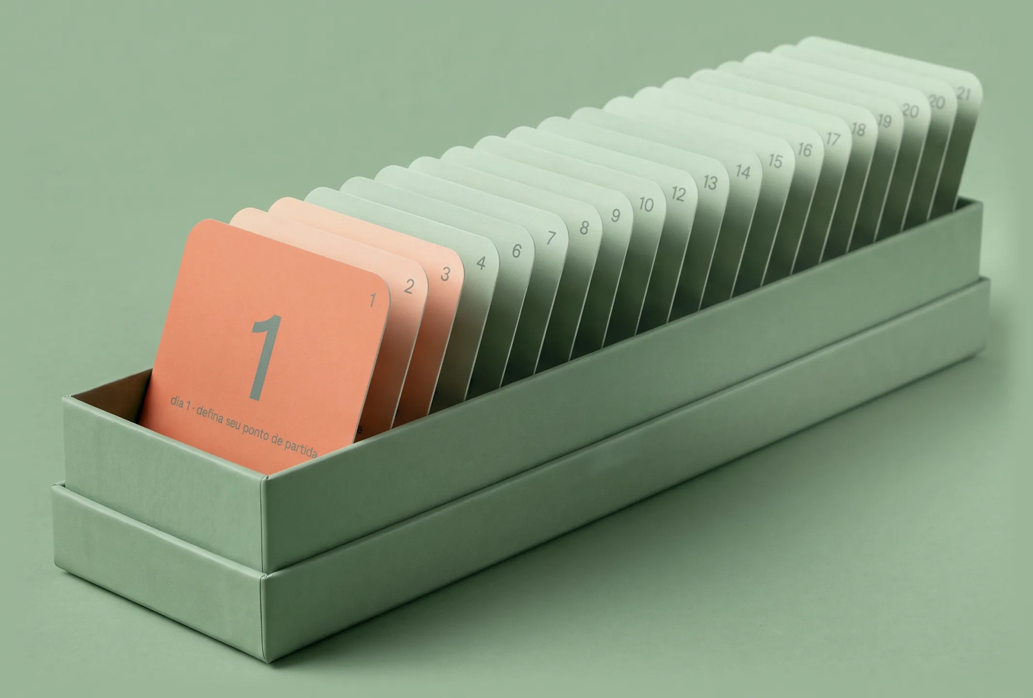 Os 21 dias do Desincha 21 organizados como cartões numerados